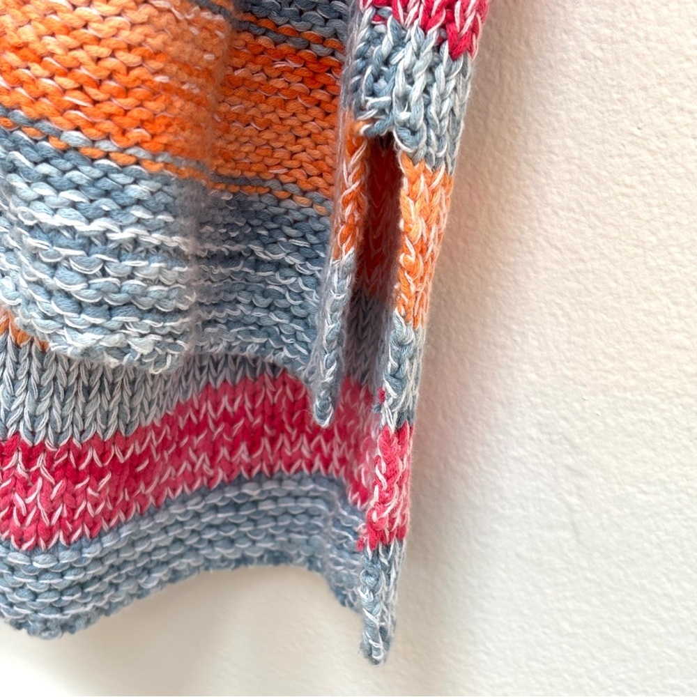 J. Jill Striped Tunic Sweater Linen Cotton Knit Beachy Casual Blue Size Large - Picture 10 of 15